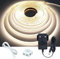 GOMING Motion Sensor COB LED Strip 16.4ft(5M) Natural White 4000K CRI 93+ 3 Lighting Modes 3 Timing Off Modes 3 Brightness Modes with Power Adapter for Kitchen Cabinets Stair Showcase Bedroom Bed