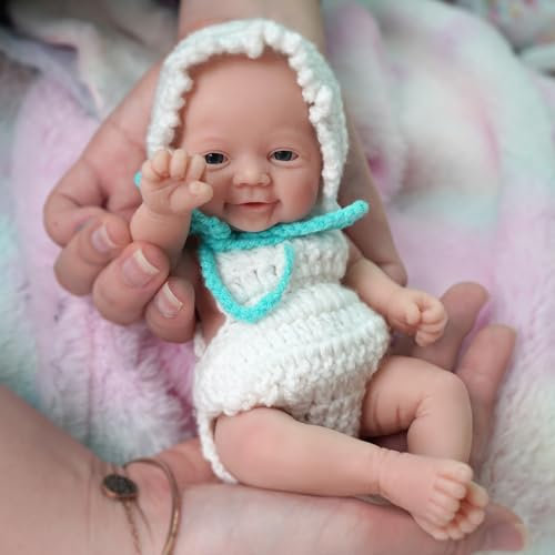 Miaio Reborn Silikonbaby-Puppe, 17,8-cm-Babypuppe mit realistischem weichem Vinyl-Kopf und -Körper für Mädchen, Kleinkinder, Kinder und Erwachsene, tolles Geschenk für Geburtstag, Weihnachten (Junge)