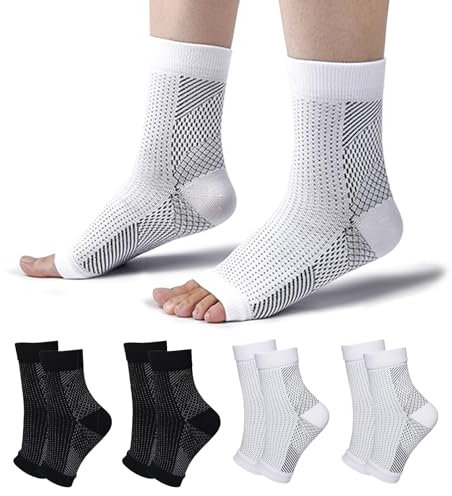 TOMILIOLD 4 Paar Kompressionssocken Damen Herren Medizinisch Socken, Orthopädische Kompressionssocken für Arthritis Gelenkschmerzen (Schwarz + Weiß, 34-37)