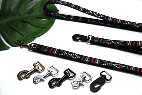 Leine Nylon Indianer-Schwarz 25mm x 5m Trainingsleine Schleppleine Fährtenleine (Karabiner: Schwedenhaken (Schwarz), Ohne Schlaufe)