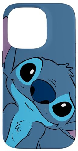 Hülle für iPhone 14 Pro Disney Lilo and Stitch Niedliches Stichgesicht, Schiefergrau