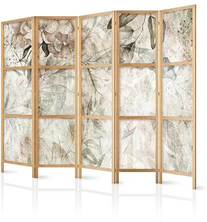 murando - Paravent Innen Raumteiler Holz Abstrakt 225x172 cm 5-teilig Japanische Trennwand Raumtrenner Room Divider Mobiler Sichtschutz Spanische Wand Raum Abtrennung Botanik Natur b-A-10394-bh-b