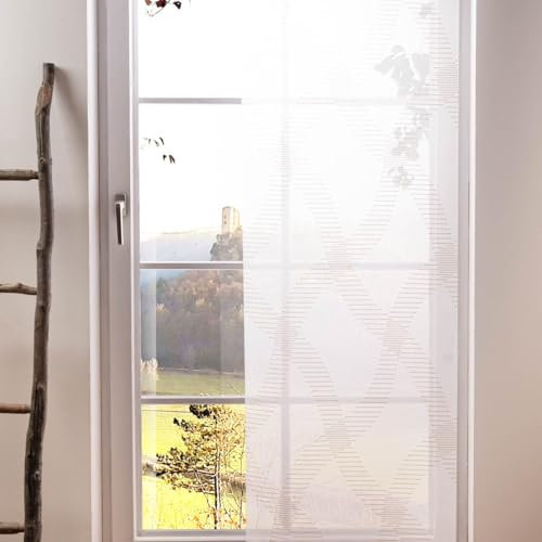 SCHÖNER LEBEN. Schiebegardinen Meterware Scherli Carrara Rauten wollweiß beige 60cm