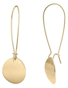 KOOUNUATA Statement Lange Goldene Disc Hängende Ohrringe Dainty Geometrische Gebogene Haken Leichte Kreis Hängende Tropf Ohrringe Flacher Rücken Minimalistische Schmuck für Frauen Geschenke