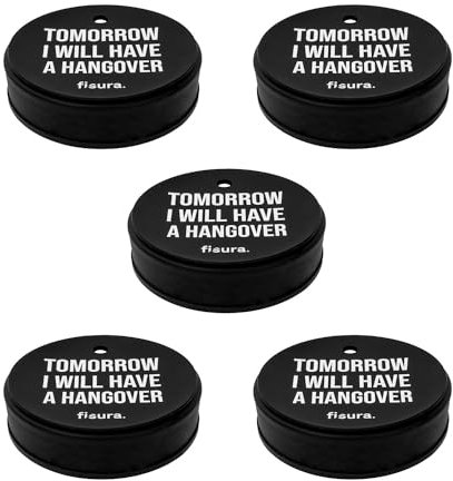 Fisura – Tapa vasos antidroga Will have a hangover 5 unidades. Protector de bebida original. Cubierta para bebidas reutilizable. Protección de vaso antiderrame hecho de silicona. 5 unidades