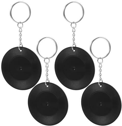 TOPBATHY 4 Stück Schallplatten Untersetzer Schlüsselanhänger Vinyl Schallplatten Schlüsselanhänger Taschenanhänger Metall Schallplatten Schlüsselanhänger Geldbörse Schlüsselanhänger