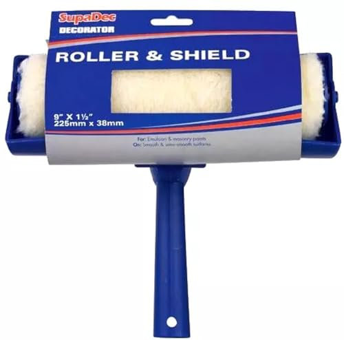SupaDec 9 x 1.5 Decorator Paint Roller & Splatter Shield Guard DIY Decorating Wall & Ceiling Emulsion & Masonry Painting Reusable 225mm x 38mm