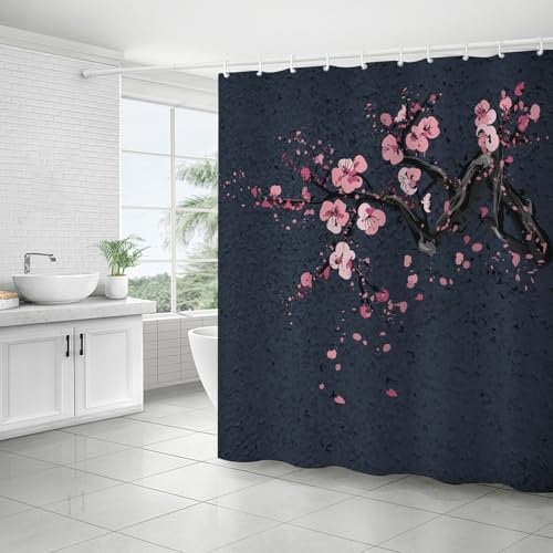 FAIRYGATE Black Shower Curtains 180 x 180 cm Bath Curtain Shower Curtain Anti-Mould in Bathroom Curtain for Bathtub Shower Waterproof Washable with 12 Shower Curtain Rings B8706