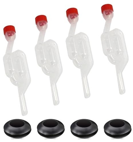 4 Stück Gärröhrchen Gärset, Gärspund Gärröhrchen Gäraufsatz Set, Gärspund mit stopfen, Airlock Gärröhrchen Bubbler, 4 Schwarze Luftschleusentülle, für Weinballon,Reine Saftgärung, Bierbrauen, Wein