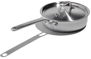 Heritage Steel x Eater 1.5 Quart Mini Sauté Pan with Lid | Made in USA | 5-Ply Fully Clad Stainless Steel Pan | Stay Cool Handle Design | Induction Capable & Non-Toxic Cookware