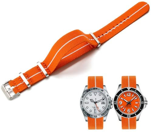 Niziruoup Uhrenarmbänder Elastisches Nylon Französischer Fallschirm NATO Nylon Einteiliges Militärersatzband für Männer Frauen Gebürsteter Edelstahl Schnalle Uhrenarmband 18mm 20mm 22mm