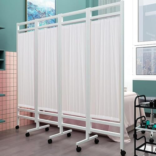 GXLDIANPU 4-Fach Faltbare Sichtschutzvorhänge, Rollbarer Medizinischer Sichtschutz, Mit Universalrad, Leicht Faltbar, Stabil Und Stark Tragfähig, Für Notaufnahme, Station, Krankenhaus