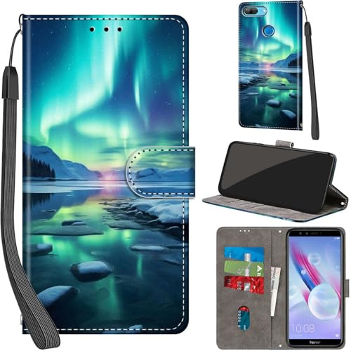 Coque pour Huawei Honor 9 Lite, Montagne enneigée | Ranges Cartes, Fonction Support, Housse en Cuir PU Premium, Etui à Rabat, Pochette de Portefeuille