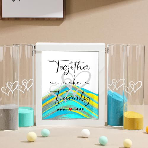 Anglechic Hochzeitssandzeremonie-Set, Einheitssand-Set für Hochzeit, mit Holzbox, 4 Sand-Zeremonien, Vasen, 4 Einheitssand, Hochzeitssand, Zeremonie-Sets für Hochzeiten, Brautparty (Herz, klassische