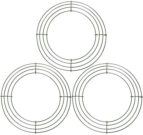 3 Pack Large Christmas Wire Wreath Ring 14 inch Metal Wire Wreath Frame Christmas Wreath Ring Crafting Wreath Base for Xmas Thanksgiving Halloween Wedding Wreath Frame Wreath Making Supplies