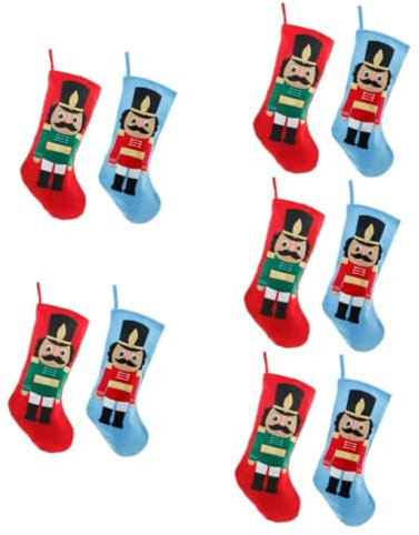 MAGICLULU 10pcs Festive Xmas Stocking Sock Hanging Decor Candy Bag Family Party Ornament