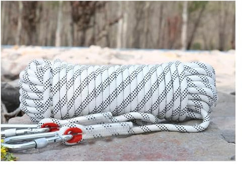 SFQEVHRZ Climbing Rope Outdoor Rope, 10M-200M Static Rock Climbing Rope,16Mm Ice Climbing Equipment Fire Rescue Rope with 2 Steel Hooks(Wit,16Mm*160M)