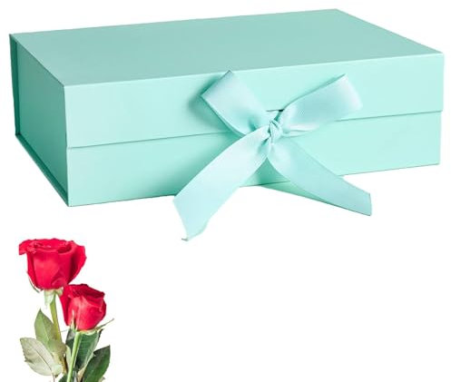 Geschenkkarton, Geschenkbox mit Deckel, 23x17 x7 cm Geschenkverpackung Box, Dekorative Box mit Schleife Magnetische, Rechteckige Geschenkverpackung, für Hochzeiten, Geburtstage, Jubiläen (Grün)