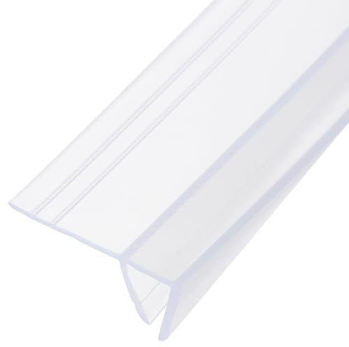 sourcing map Shower Door Side Seal, WidenF-Type Shower Door Sweep for 5/16 Glass 130 Long Silicone Frameless Glass Door Seal Strip, Stop Shower Leaks, Clear