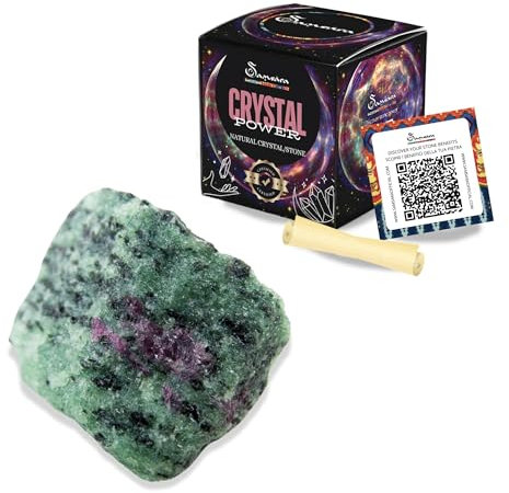 SAMSARA - Rubí Zoisite | Piedra Bruta Natural con Caja de Regalo y Hoja Informativa | Cristaloterapia, Reiki | Piedras Naturales | Cristal Decoración