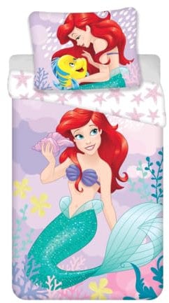 Jerry Fabrics Ariel Die Kleine Meerjungfrau Prinzessin Bettwäsche Set 100% Baumwolle Bettbezug 140x200 cm + Kissenbezug 70x90 cm