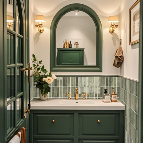 Alwayspon 3D-Wandfliesen-Aufkleber, 30,5 x 30,5 cm, Retro-Subway-Design, Grün, 10 Bögen, selbstklebend, wasserfest, Spritzschutz-Fliesenaufkleber für Küche, Badezimmer, Wand