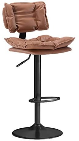 Moderner höhenverstellbarer hoher Barhocker mit Rückenlehne und 360° drehbarem Nappaleder, ideal für Zuhause, Küche, Theke, Bar, Schwarz