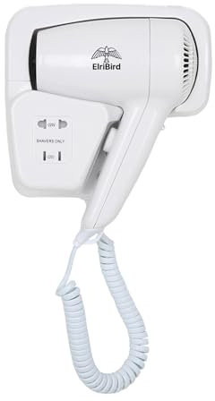 ELRIBIRD | Secador de pelo para hotel, 1200 W, montaje en pared, con protección contra el calor y base de Shaver