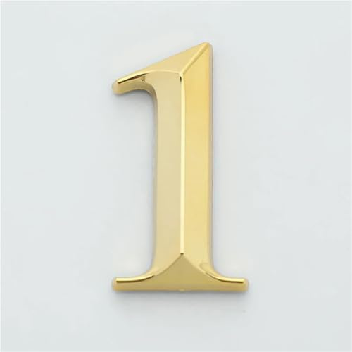 Self Adhesive House Numbers Sticker 3D Gold ABS Mailbox Numbers Sign 2 Inch Modern Door Number for Outside Address Hotel Yard Post Room Office Outdoor(1)