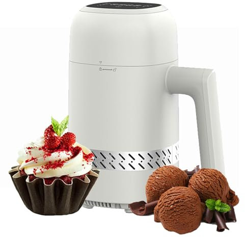 300ML Smart Ice Cream Maker with LED Display - 6-in-1 Freeze Dessert Machine, No Pre-Cooling, 90-Min Quick Make, Precise Temp Control, Ultra Quiet,for Family & Kids DIY,White