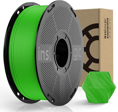 Inslogic PLA Pro Filament 1.75mm vorgetrocknetes Filament Feuchtigkeitsbeständiges 3D Drucker Filament 1kg Spule, +/-0.02mm Genauigkeit, Kompatibel mit den meisten FDM Druckern (Grün)​​
