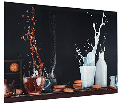 micasia Glas Spritzschutz magnetisch 4 mm starke Küchenrückwand Küche Glasrückwand - Made in Germany - Modern Getränke Wandpaneel schwarz Küche Magnetwand 2471-M (80x59cm)