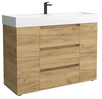 Mueble de Baño BEQUIA Plus 3C 120cm Roble | Lavabo Veneto Porcelana Centrado