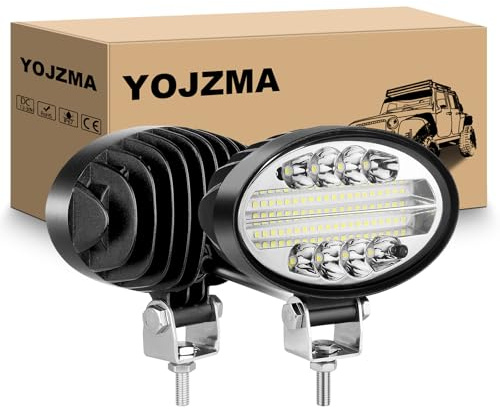 YOJZMA 2 Pièces Feux Anti-Brouillard LED 5.5 Pouces 14 cm 7D, 20W 2000LM Combiné Spot/Flood, Étanche IP67, 12V 24V pour 4x4, Pick-up, SUV, UTV, ATV, Bateau