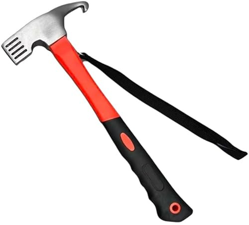 TMV24 Martillo para tienda de campaña con extractor de piquetas, martillo de camping con correa de mano, práctico martillo robusto para acampar y sacar piquetas, ideal para tiendas de campaña, suelos