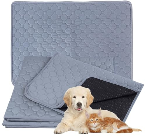 4 Stück Welpenunterlagen Waschbar, 60 × 45cm Wiederverwendbare PIPI Matten Hundedecke Wasserdicht rutschfeste Hundematte Inkontinenz Urinunterlagen für Boden Sofa Auto Reisen