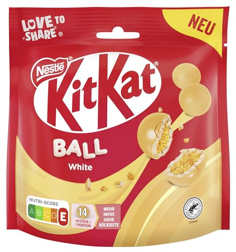 KITKAT Balls White Schokokugeln, 1er Pack (1 x 130g) | Schokoladige Knusperkugeln zum Snacken und Teilen, mit knusprigem Kern und weißer Schokolade