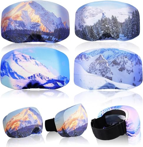 4 Stück Skibrillenschutz Überzug, Skibrille Schutz Überzug, Ski Goggle Cover, Skibrille Schutzhülle Anti-Kratzer, Skibrillen Schutz Überzug für Geeignet zum Snowboarden, Linsenschutz