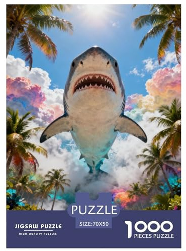 1000 Teile Hai Puzzle – Für Erwachsene Und Kinder, Familienfreundlicher Denkspaß, Palmen Puzzles, Dekoration, Geschenkideen 70x50cm/1000pcs