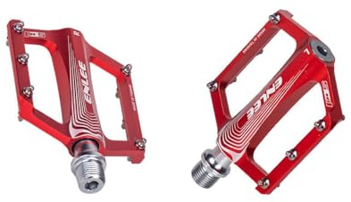 Zanthicia Breite Plattform, leichte Mountainbike Pedale, flach, Aluminium, rot, Klickpedale aus Edelstahl, rutschfeste Spikes, Mountainbike Fahrrad Flachpedale, leichte Plattform
