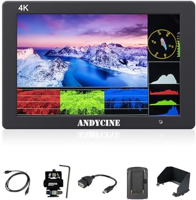 Aumotop ANDYCINE T7 Plus Feldmonitor für 7-Zoll-DSLR-Kamera, Helligkeit 450 Nits, 4K-Eingang/Ausgang für Filmemacher, Regisseure, Videoüberwachung