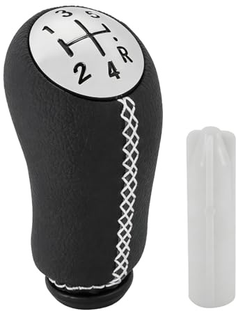 StratoNex 5 Gang Schaltknauf für Clio 3, Clio 4, Megane 2, Scenic 2, Laguna 2,Kangoo, Modus (Weiß Naht)