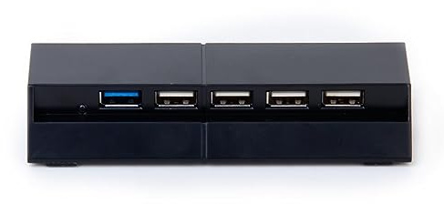 Bassadoro 4th Generation PS 5-in-1 USB Hub Extender with USB 3.0 Port, Compact Black Design for Gaming Peripherals