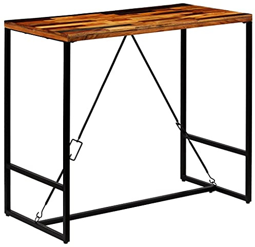 Fangmaliuyun Bartisch Altholz Massiv 120x60x106 cm Stehtisch Industrie Design Massivholzplatte mit Stahlgestell Robust und Langlebig für Küche Esszimmer Bar Café Balkon