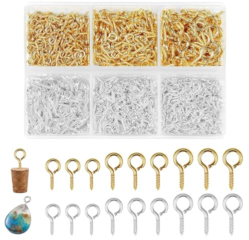GMBANK 800 Pcs Eye Pins, Screw-in Hooks Set | Mixed Size Eye Pins & Hooks, Eyelet Screws For Diy Jewellery Making And Decor Projects