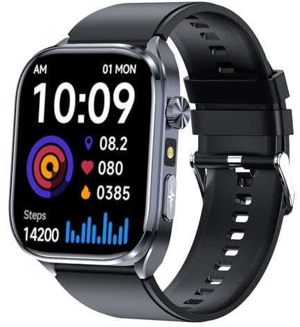 Fitness Smartwatch für Männer und Frauen mit EKG/Herzfrequenz/Blutdruck/Kalorien/HRV/Schlafmonitor Aktivitätsstracker mit 2.0 Amoled Bluetooth-Anrufen, 14 Tage Akkulaufzeit und IP68 Wasserdicht