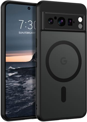 YINLAI for Google Pixel 8 Pro Case [Compatible with MagSafe] Pixel 8 Pro Magnetic Case Slim Translucent Matte Skin Feeling Shockproof Protective Anti-Scratch Cover for Google Pixel 8 Pro 6.7, Black