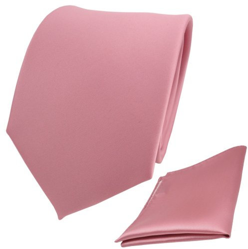 TigerTie Designer Krawatte Einstecktuch in rosa altrosa einfarbig uni