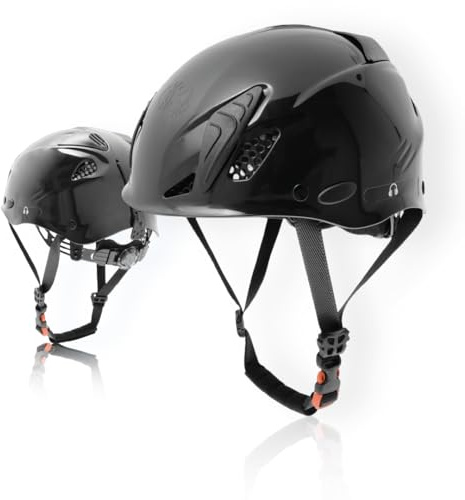 Kong. Mouse Sport. Casco da arrampicata, alpinismo, vie ferrate. Compatibile con cuffie e visiera. Casco di Sicurezza. CE EN 12492. 375g. Taglia Unica. Regolabile 52-64.cm. Made in Italy. Nero