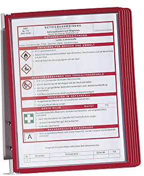 Durable Wandhalter-Komplett-Set - mit 5 Klarsichttafeln DIN A4, VE 2 Stk - Profilrahmen in rot, ab 3 VE - Dokumentenhalter, Klarsichttafel Klarsichttafel Klarsichttafel-System Klarsichttafel-Systeme Klarsichttafelsystem Klarsichttasche Komplett-Set